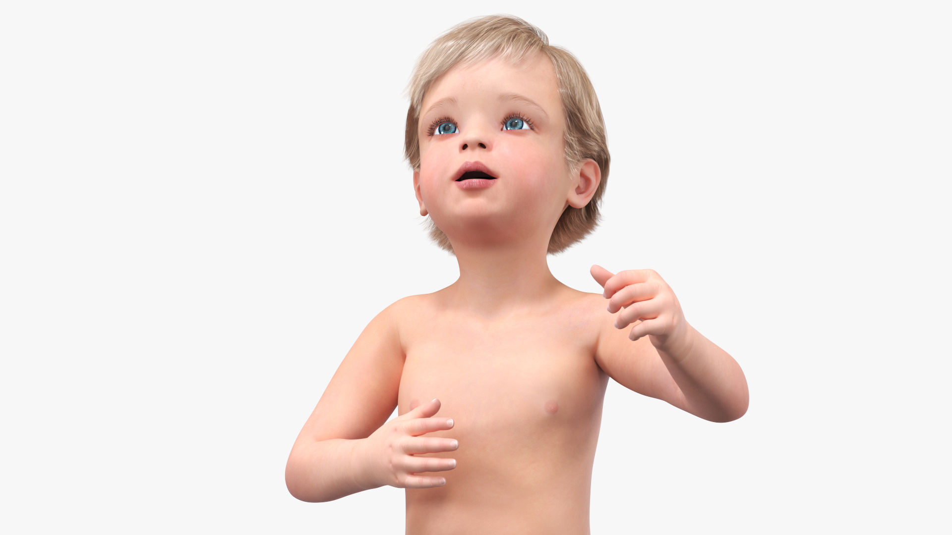 Boy Aged 1 Year in Diaper Rigged 3D