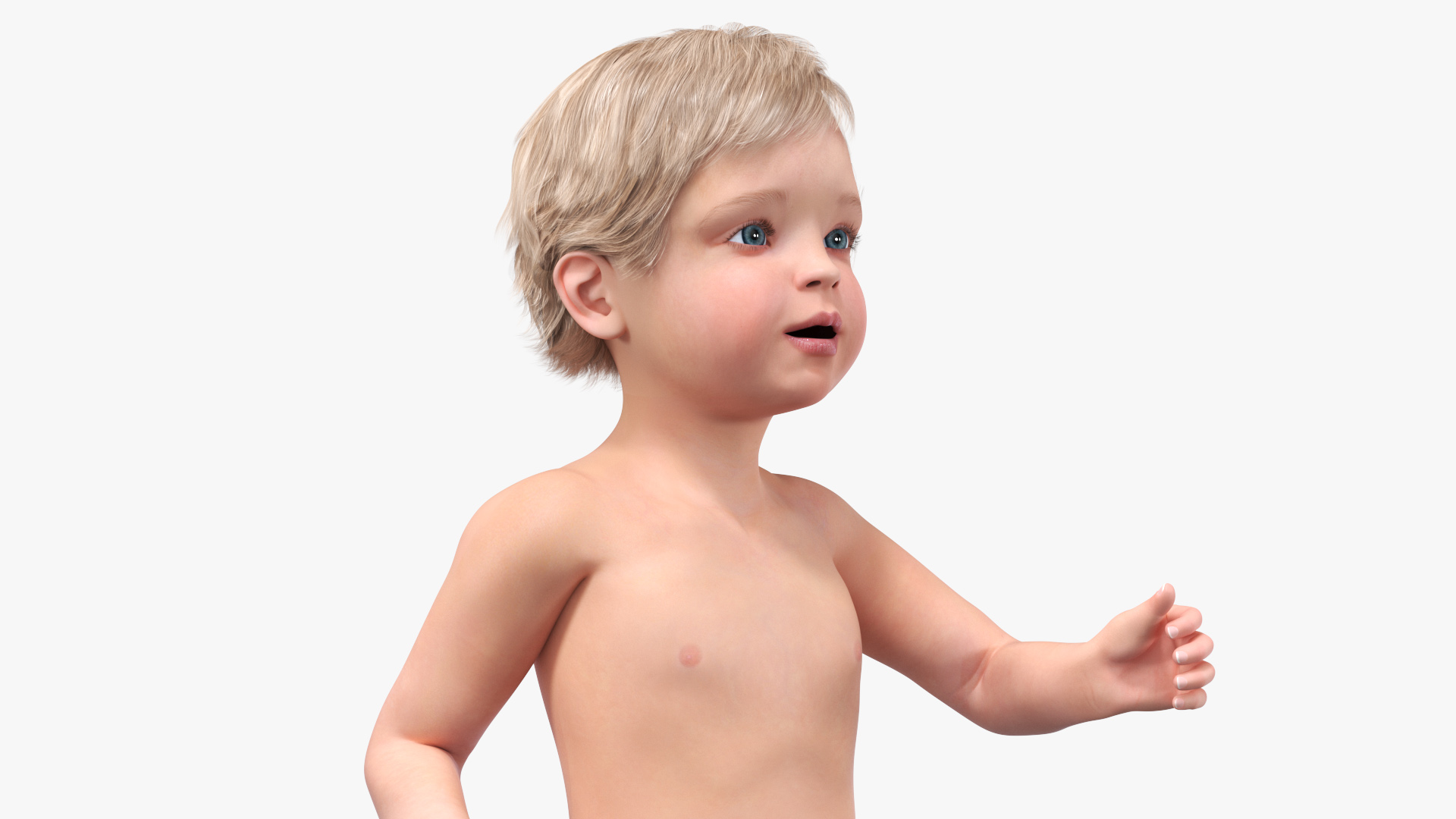 Boy Aged 1 Year in Diaper Rigged 3D