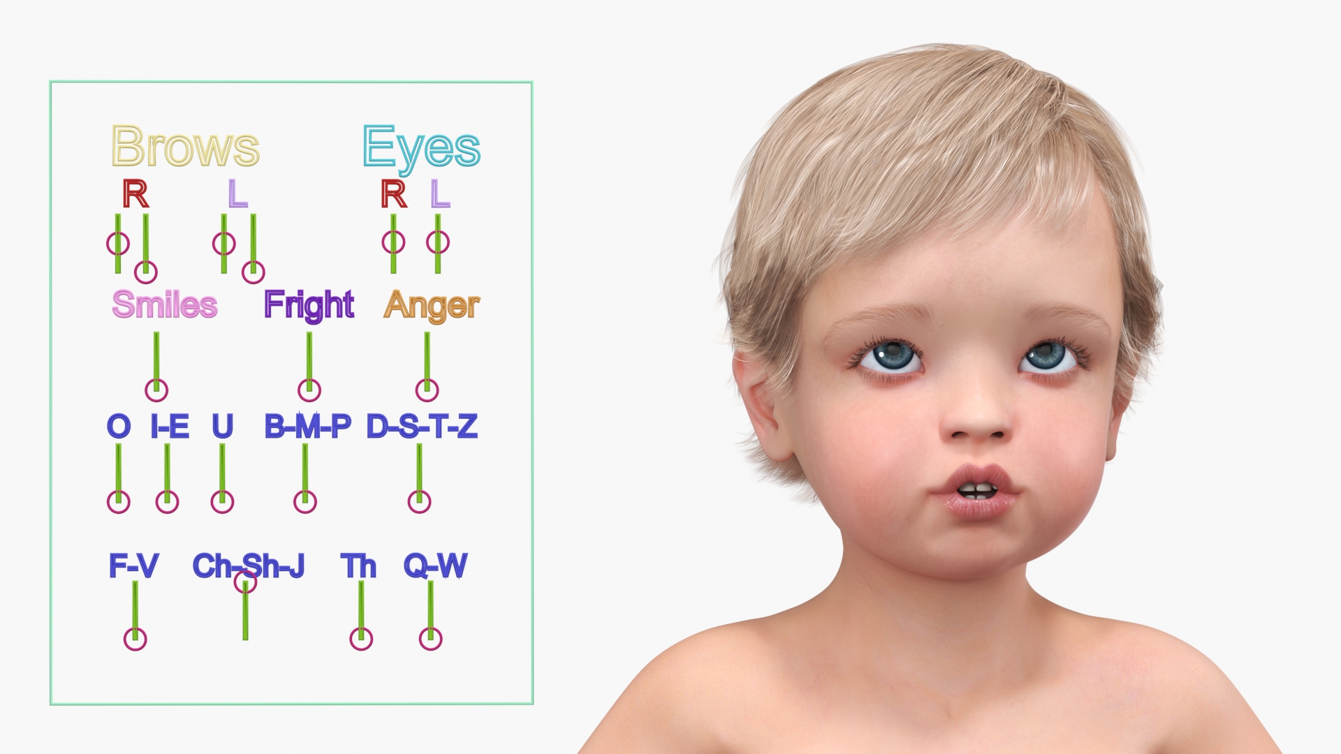 Boy Aged 1 Year in Diaper Rigged 3D