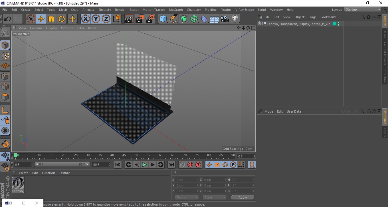 Lenovo Transparent Display Laptop is On 3D model