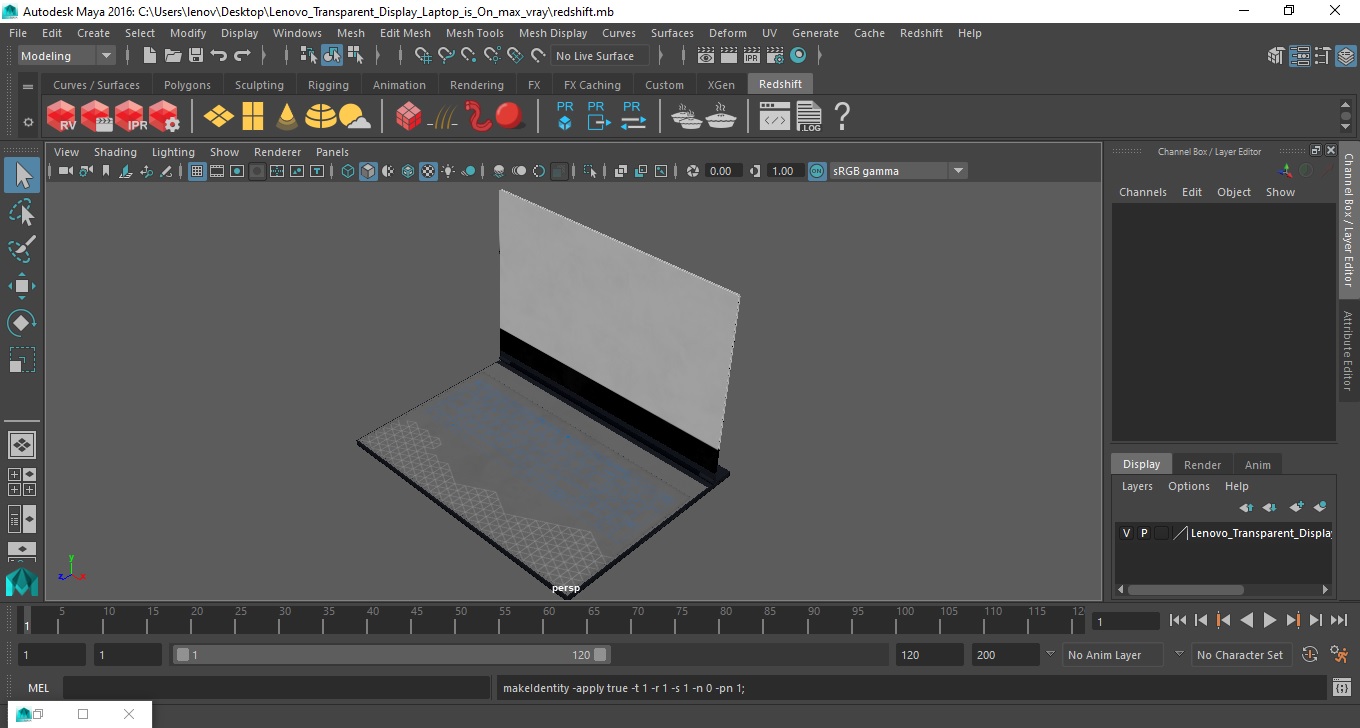 Lenovo Transparent Display Laptop is On 3D model