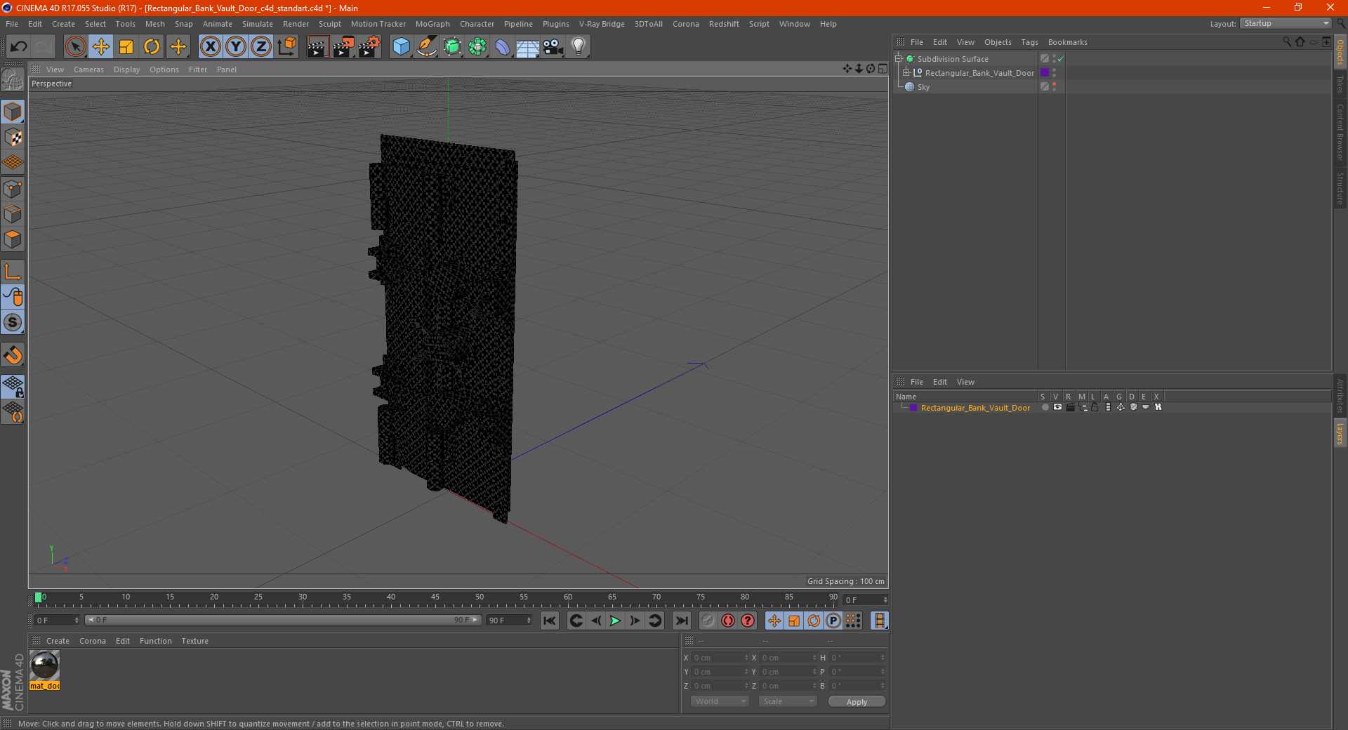 Rectangular Bank Vault Door 3D