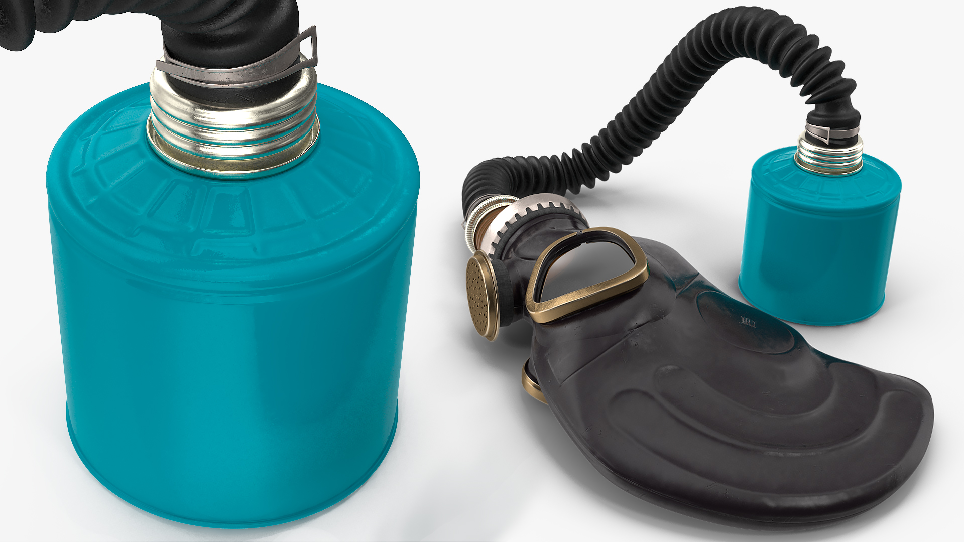 Gas Mask with Long Hose Lying 3D model