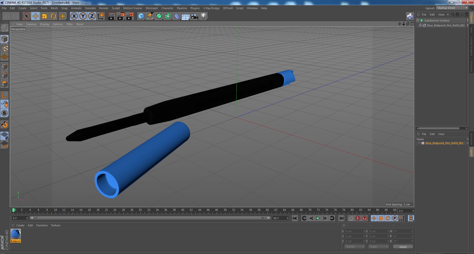 3D model Blue Ballpoint Pen Refill