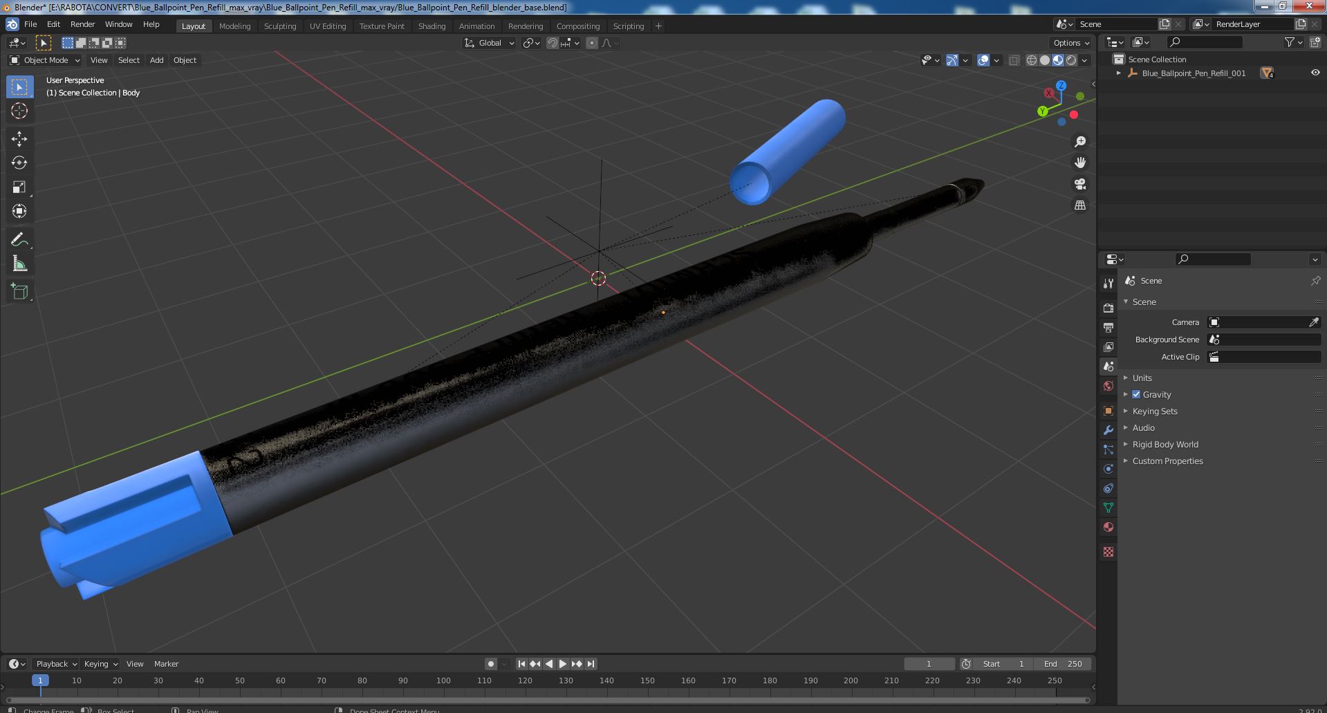 3D model Blue Ballpoint Pen Refill