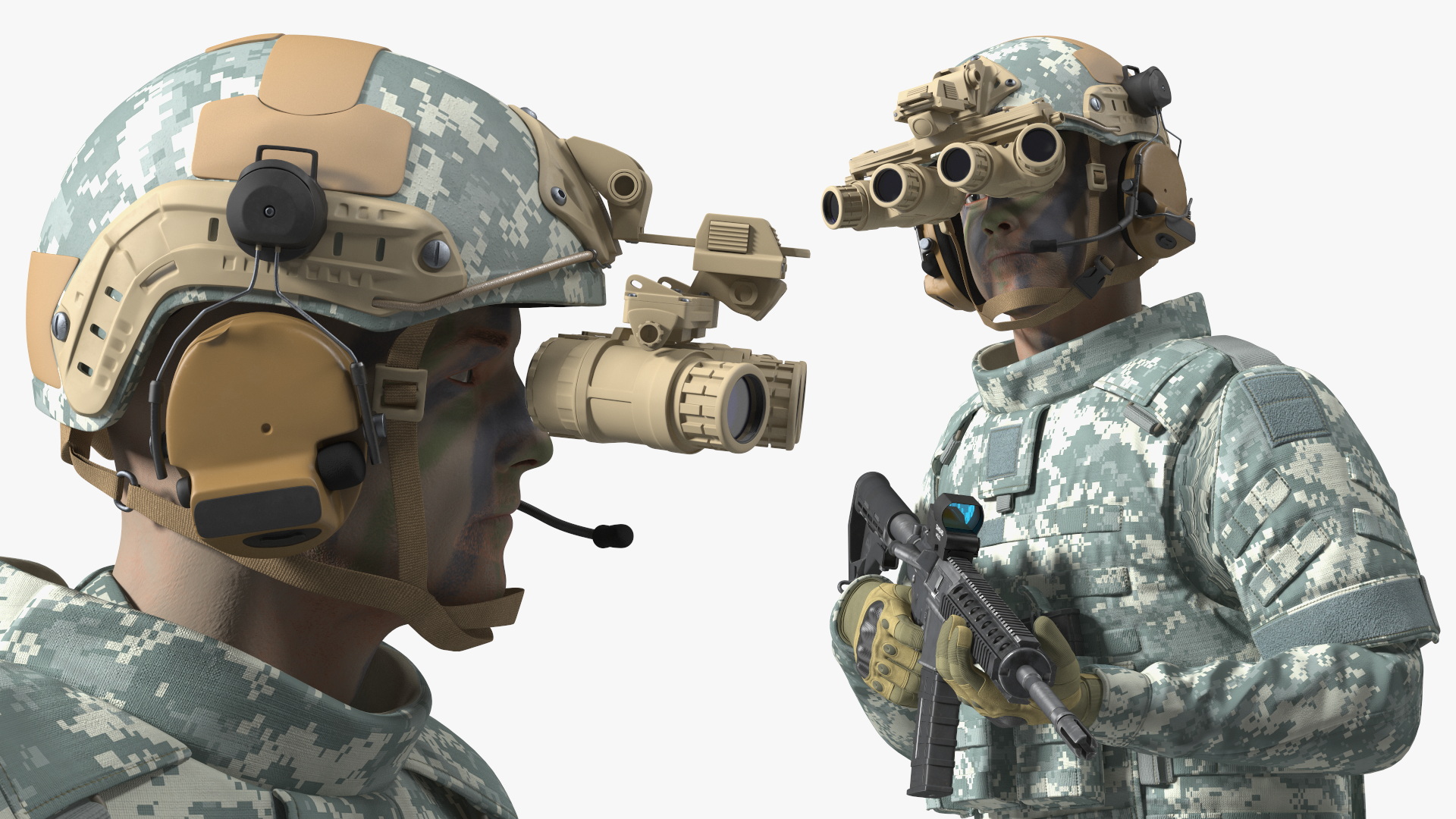Soldier in Night Vision Goggles Grey Camo Walking 3D model