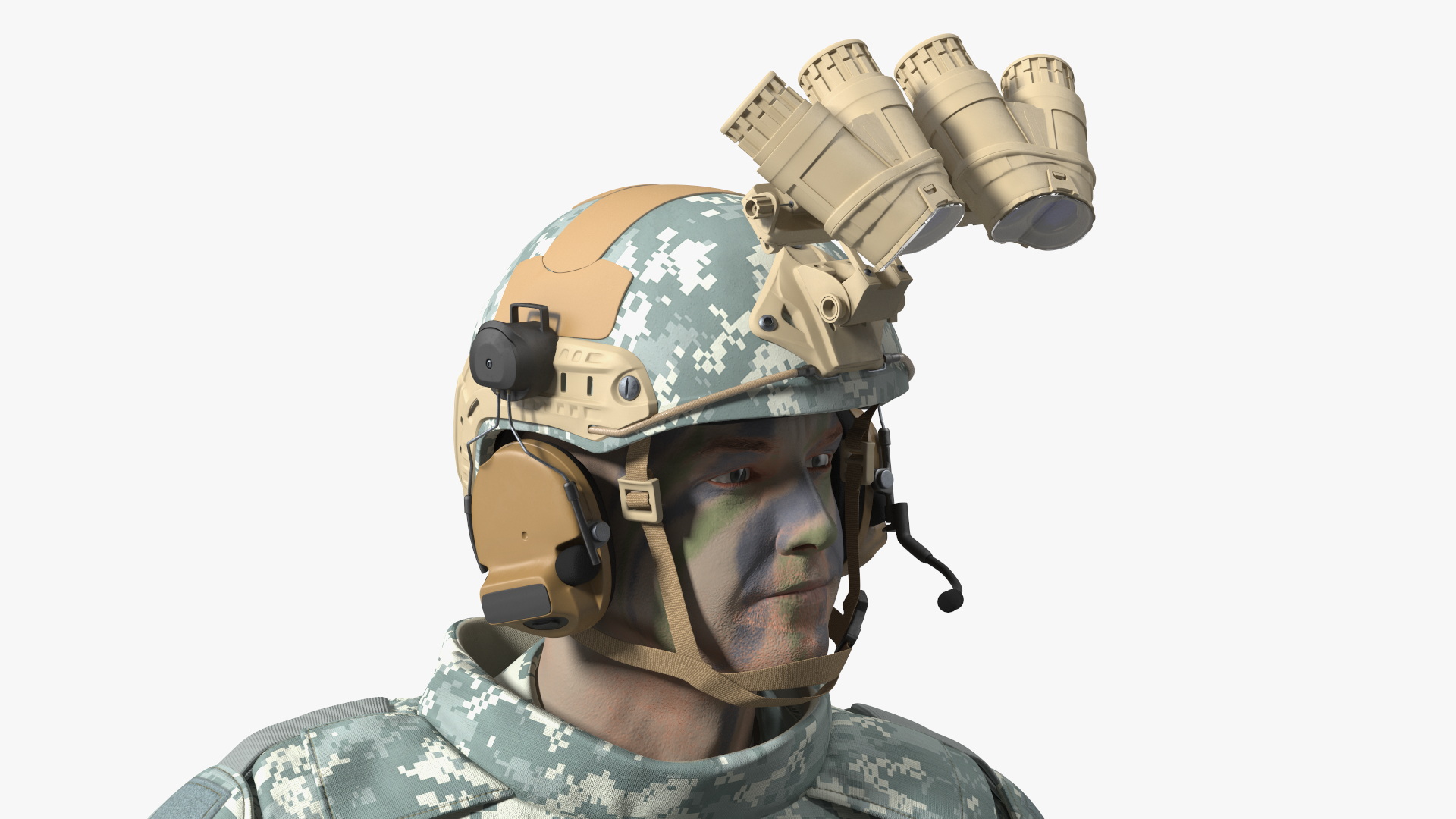 Soldier in Night Vision Goggles Grey Camo Walking 3D model