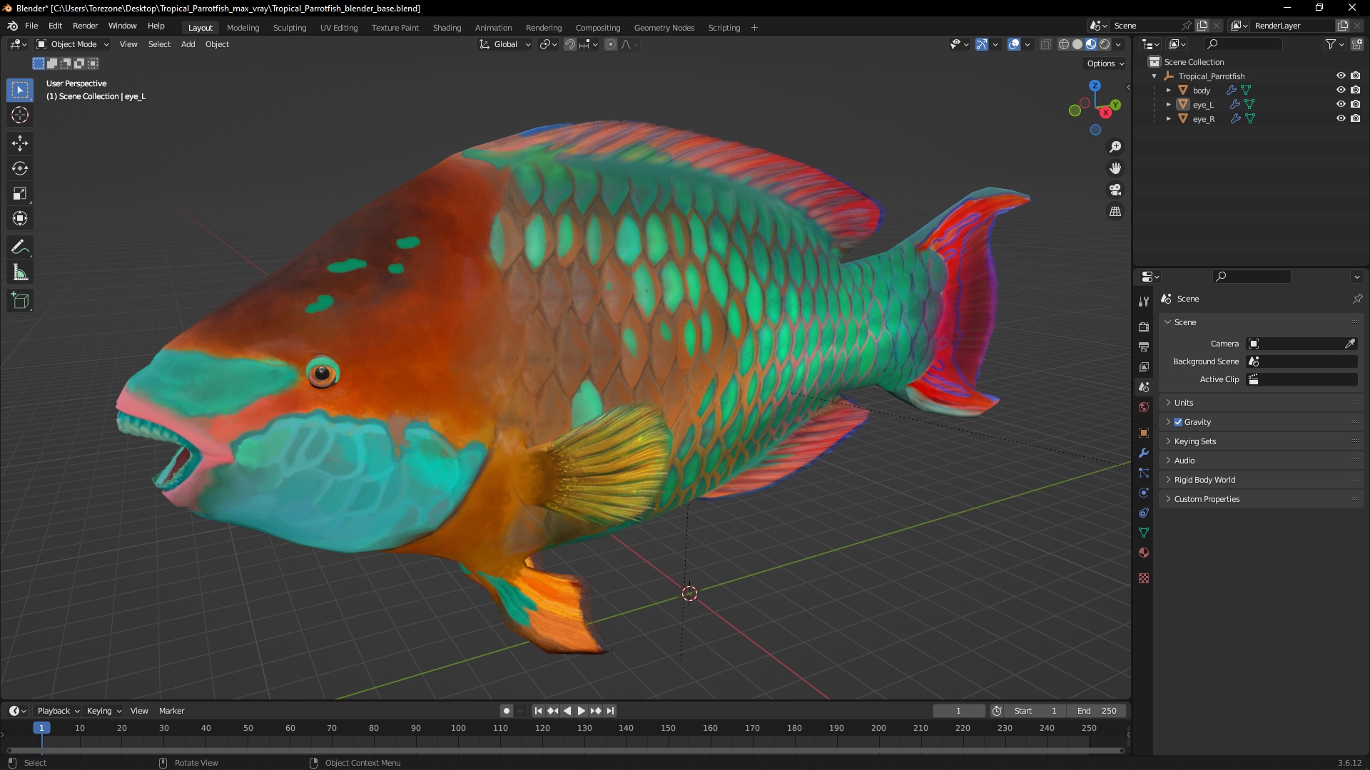 Tropical Parrotfish 3D model