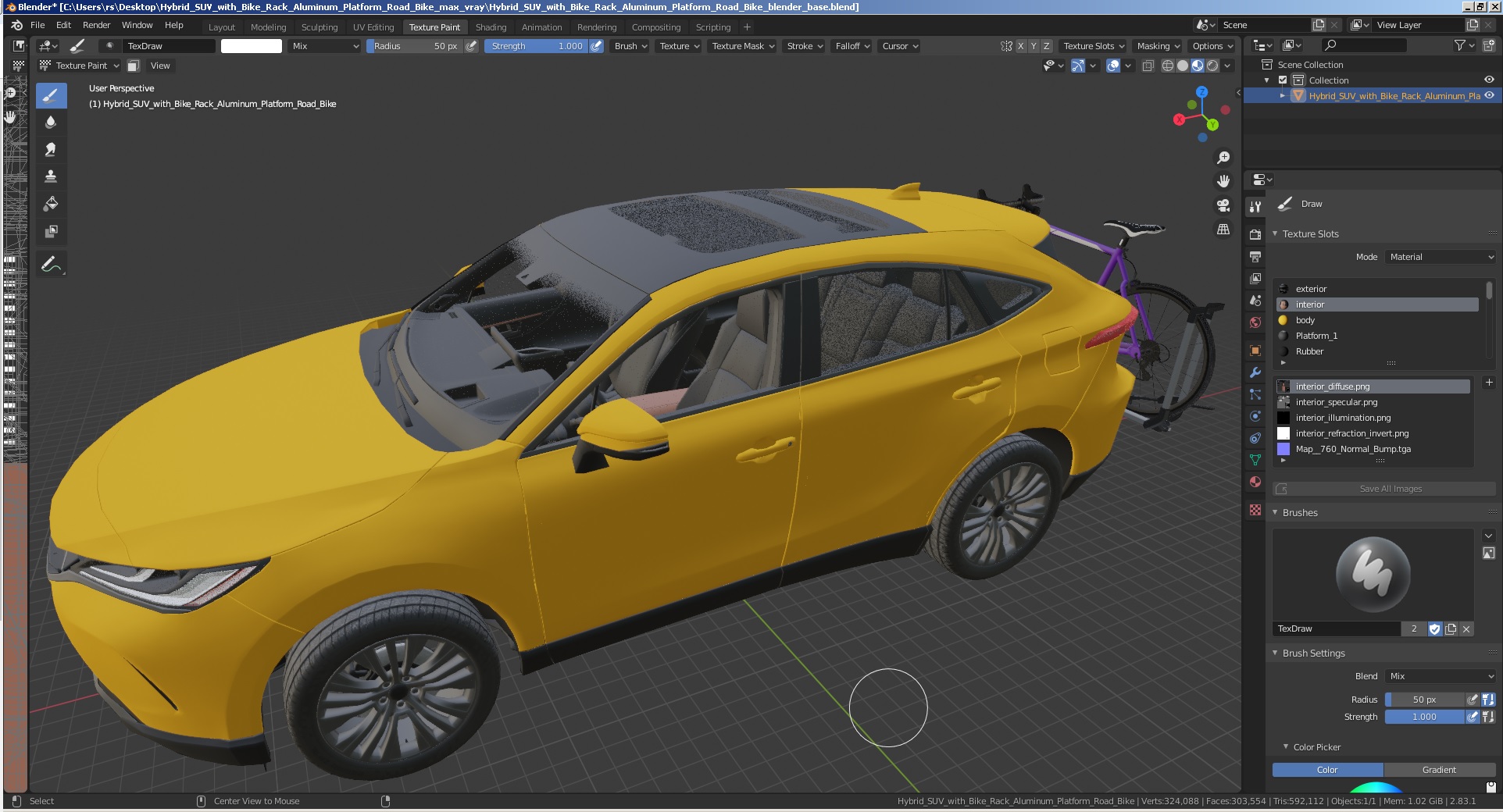 3D Hybrid SUV with Bike Rack Aluminum Platform Road Bike model