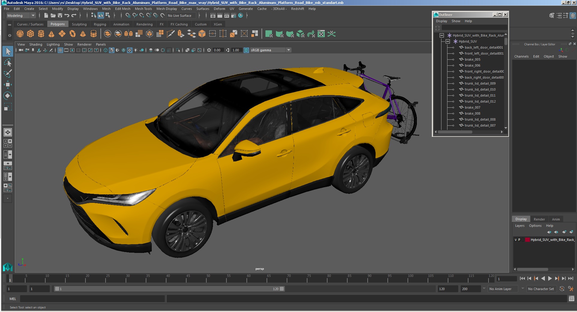 3D Hybrid SUV with Bike Rack Aluminum Platform Road Bike model