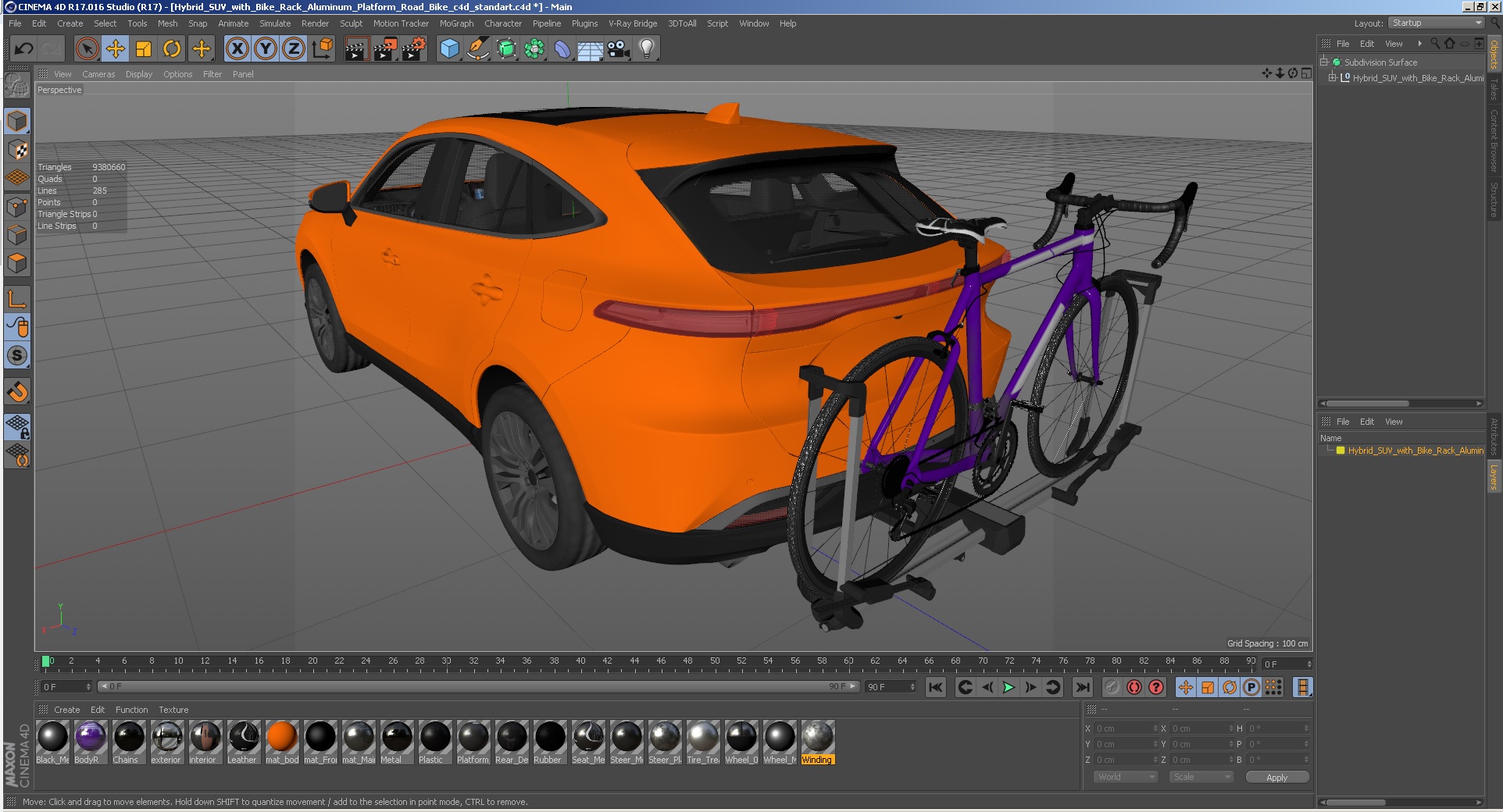 3D Hybrid SUV with Bike Rack Aluminum Platform Road Bike model