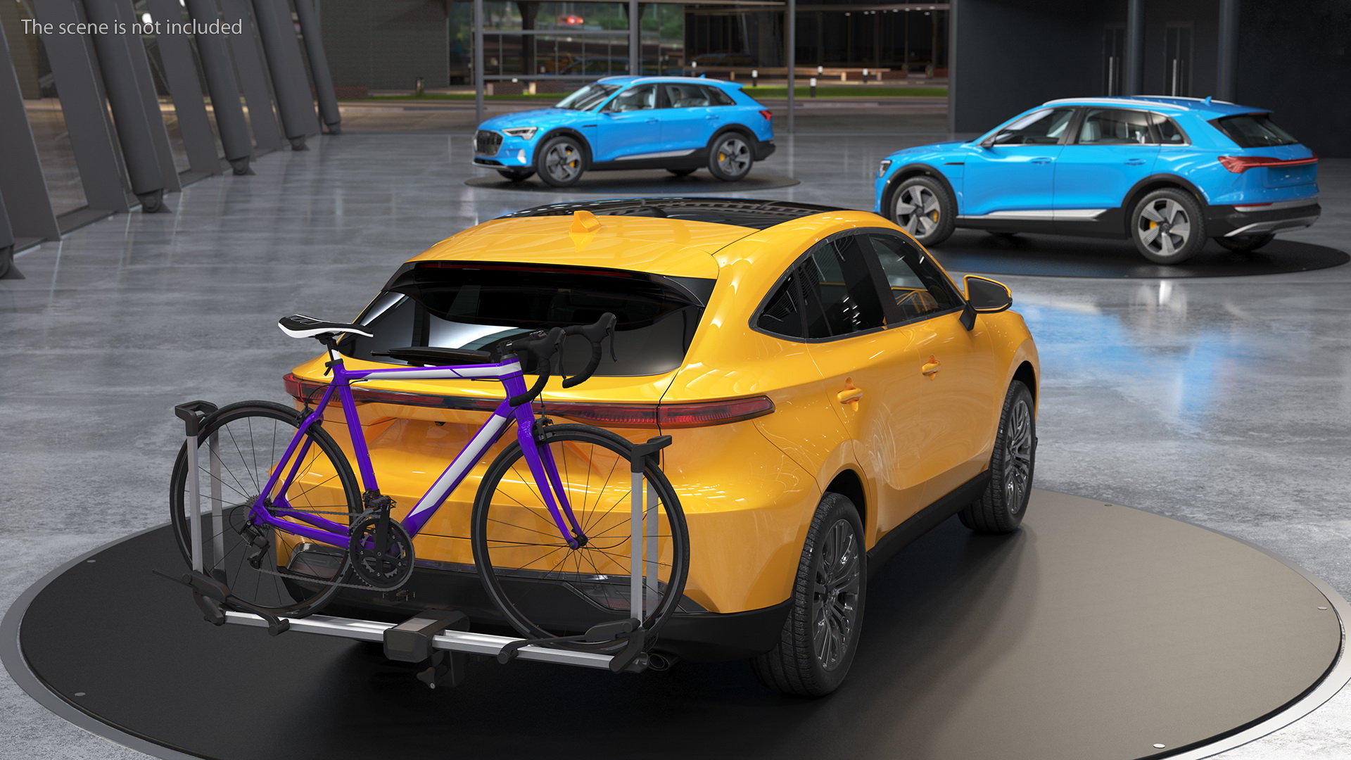 3D Hybrid SUV with Bike Rack Aluminum Platform Road Bike model