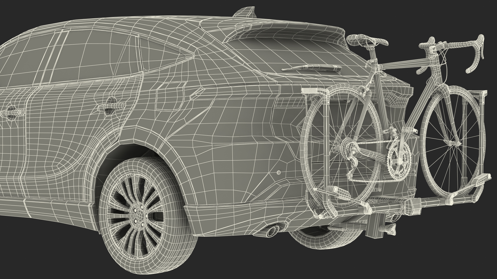 3D Hybrid SUV with Bike Rack Aluminum Platform Road Bike model
