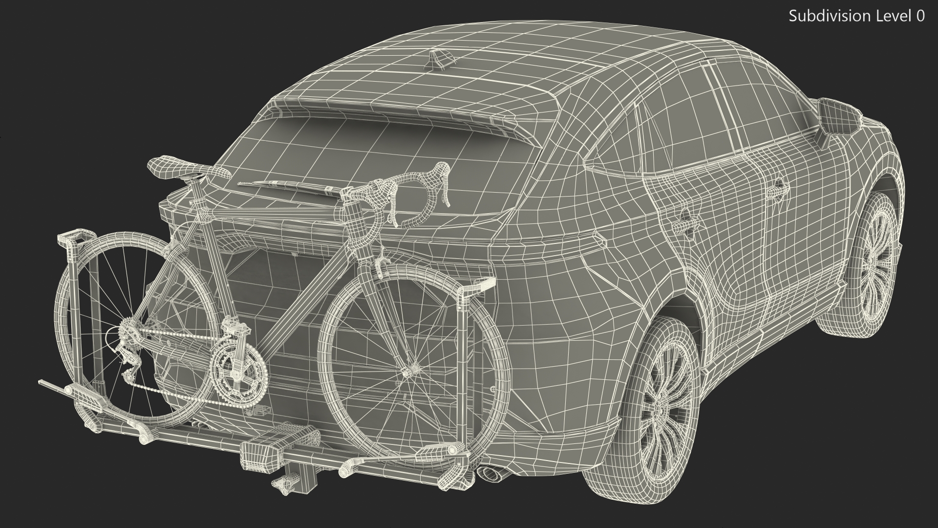 3D Hybrid SUV with Bike Rack Aluminum Platform Road Bike model