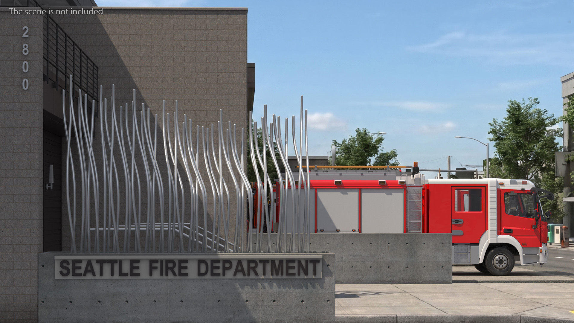 Fire Department Station with Fire Trucks, view 3