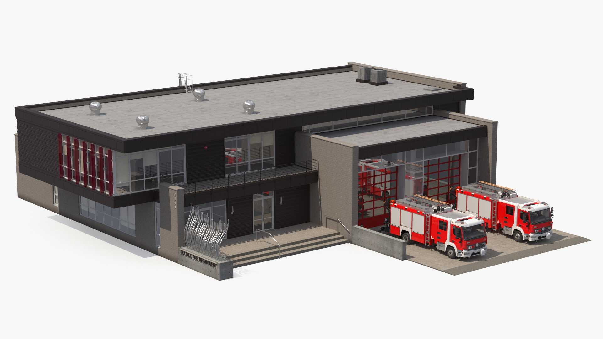 Fire Department Station with Fire Trucks, view 5