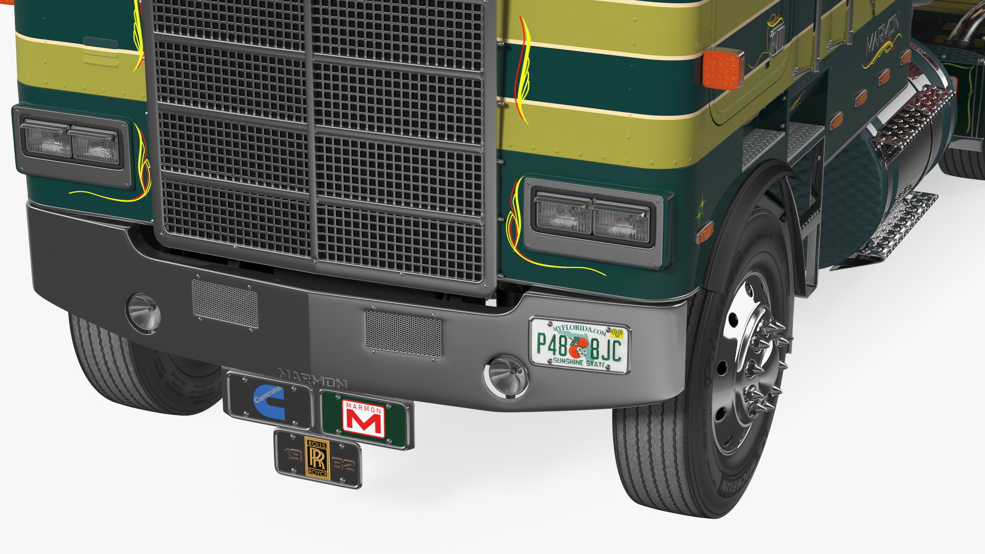 3D model Marmon Truck With Logging Trailer Rigged