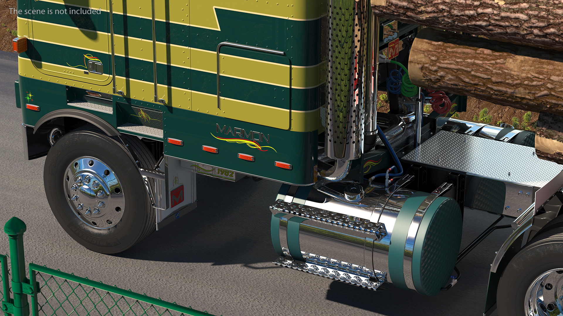 3D model Marmon Truck With Logging Trailer Rigged
