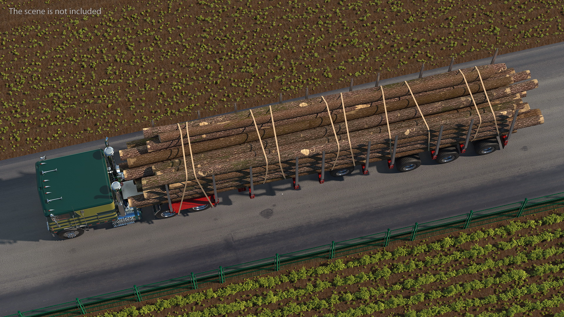 3D model Marmon Truck With Logging Trailer Rigged