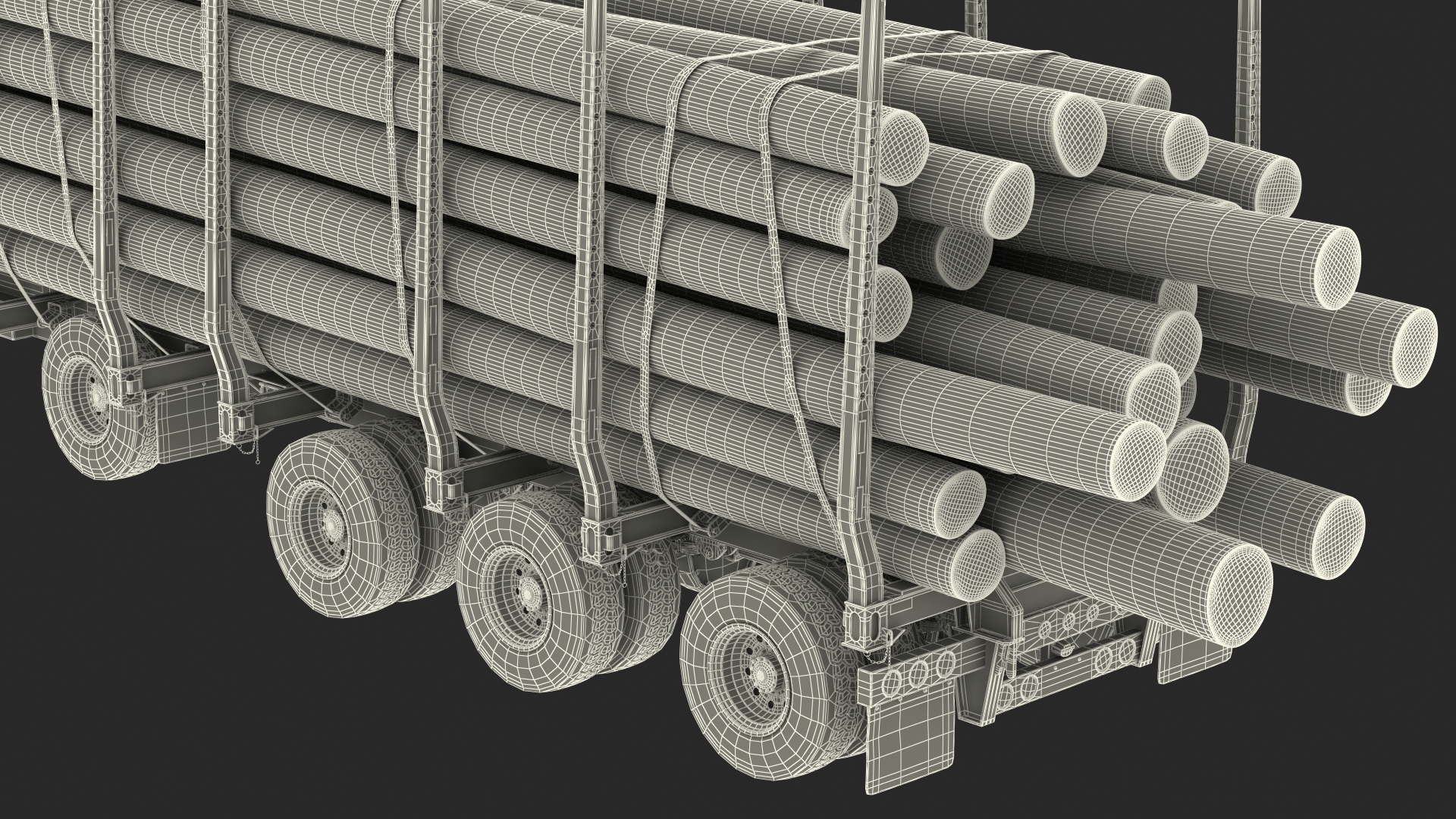 3D model Marmon Truck With Logging Trailer Rigged