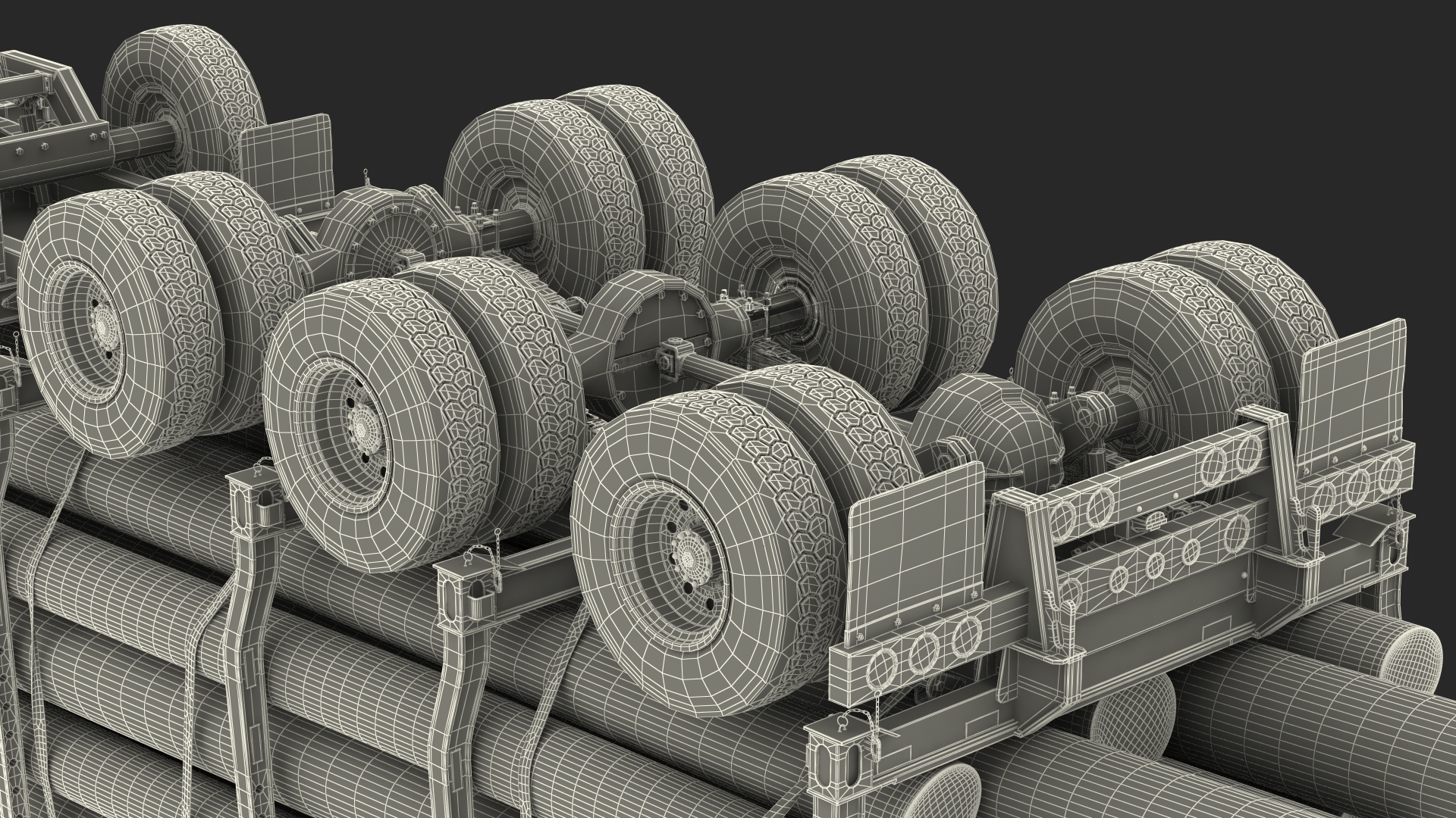 3D model Marmon Truck With Logging Trailer Rigged