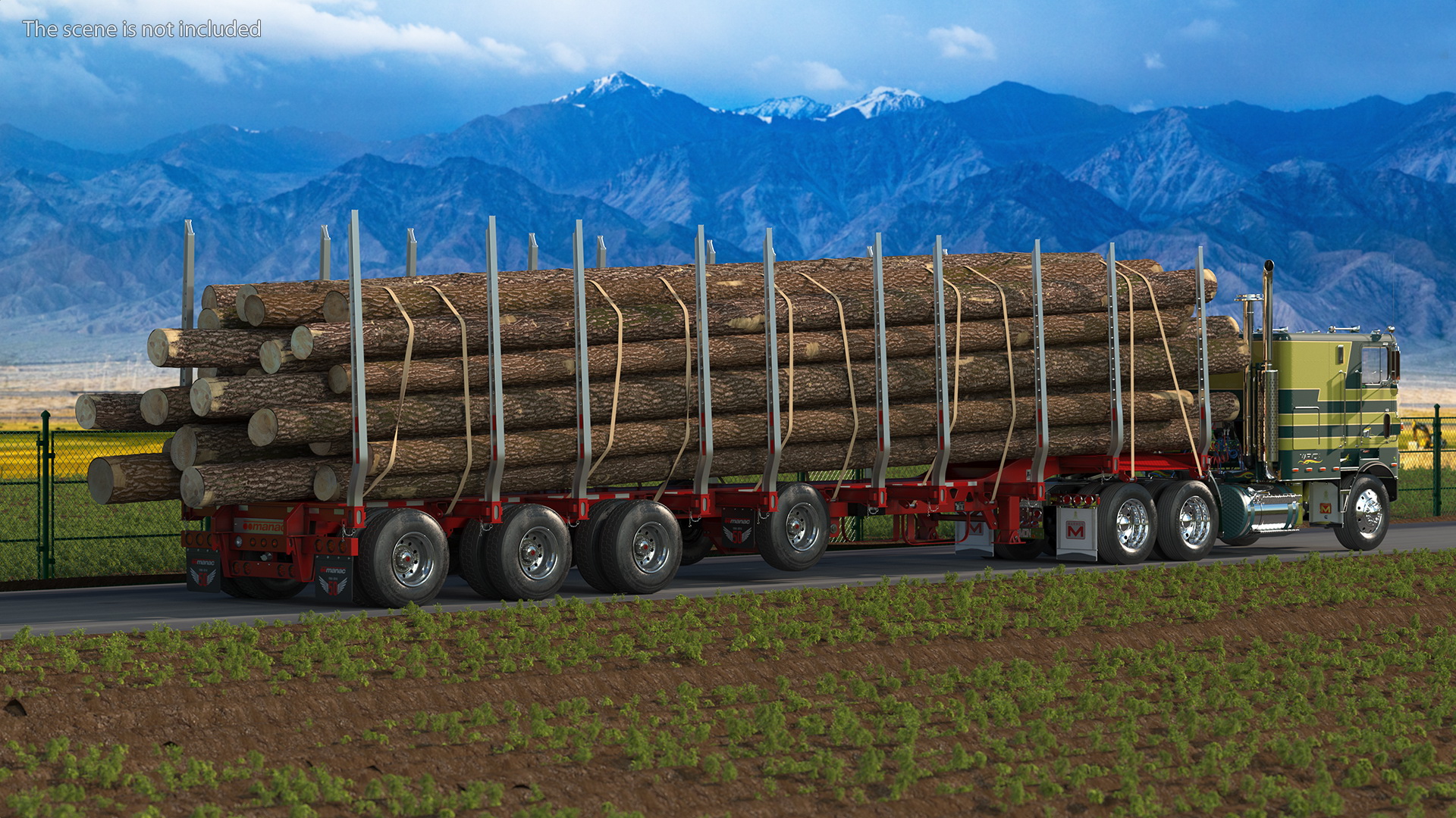 3D model Marmon Truck With Logging Trailer Rigged