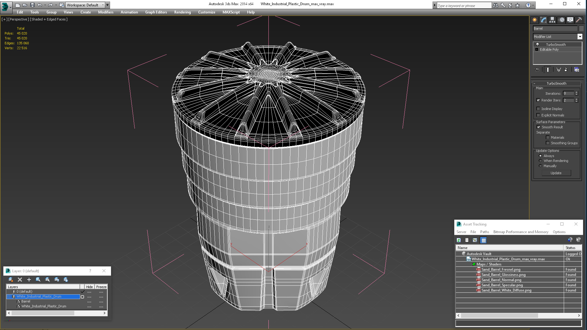 White Industrial Plastic Drum 3D model