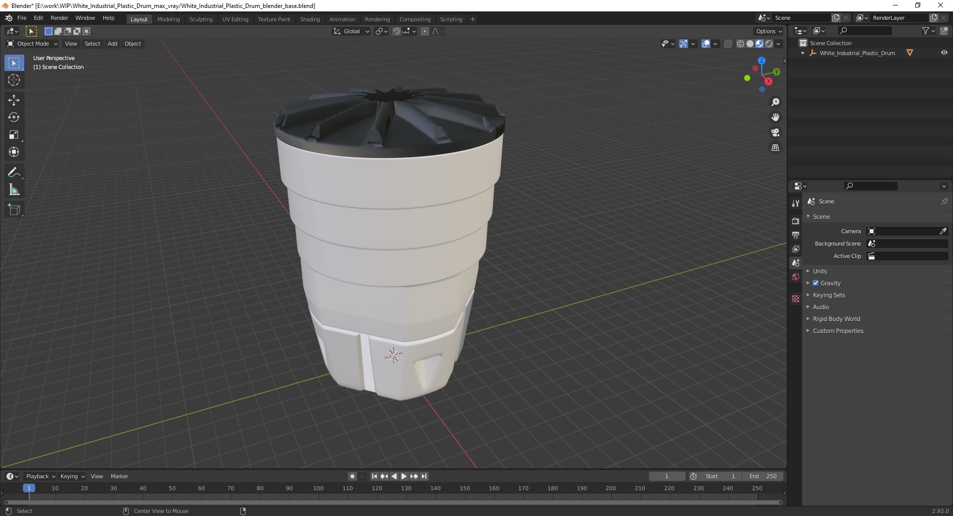 White Industrial Plastic Drum 3D model