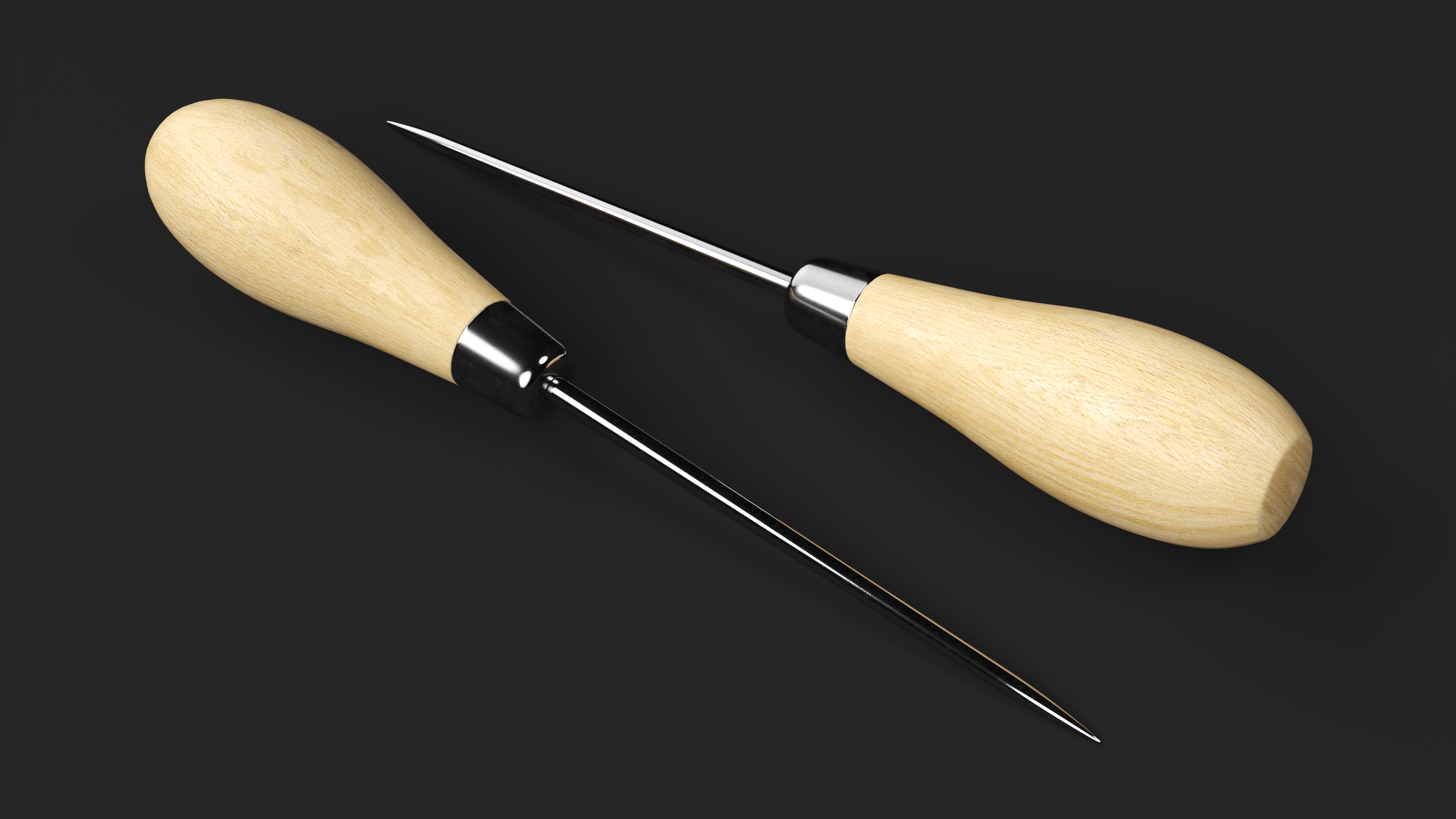 3D model Scratch Awl Tool with Wooden Handle