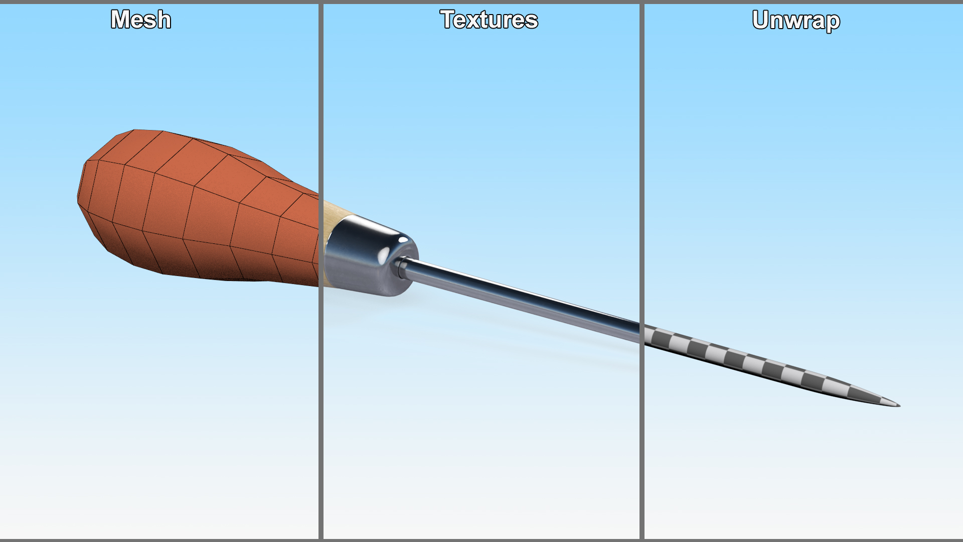 3D model Scratch Awl Tool with Wooden Handle
