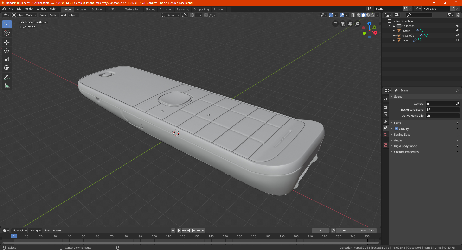 3D model Panasonic KX TGJ420E DECT Cordless Phone