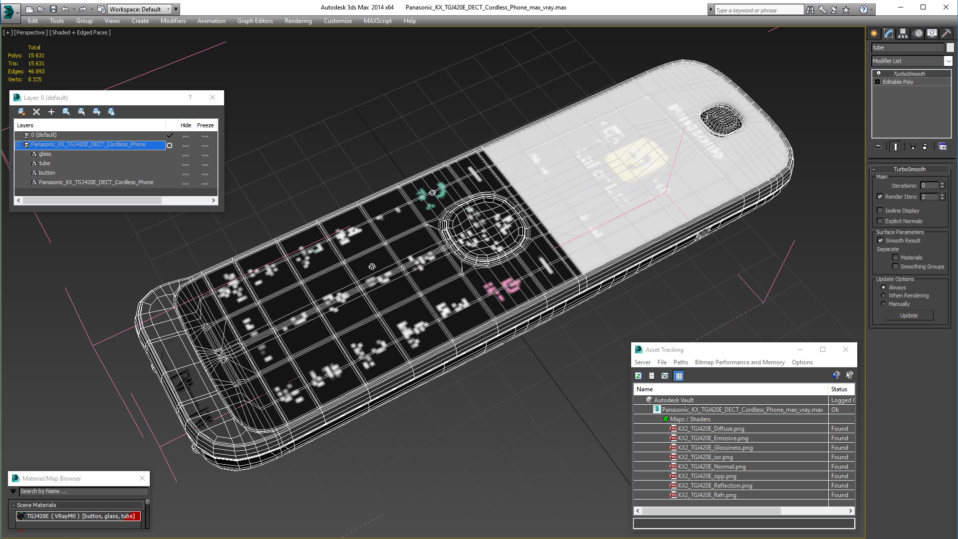 3D model Panasonic KX TGJ420E DECT Cordless Phone
