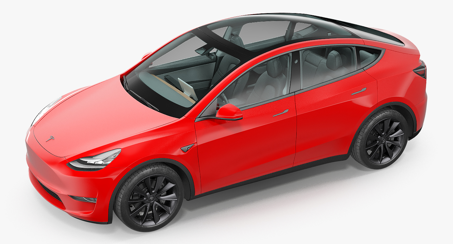 Tesla Model Y Red Rigged 3D model