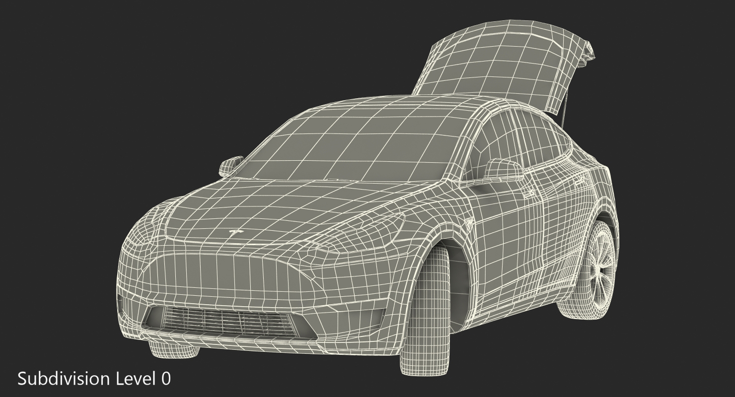 Tesla Model Y Red Rigged 3D model