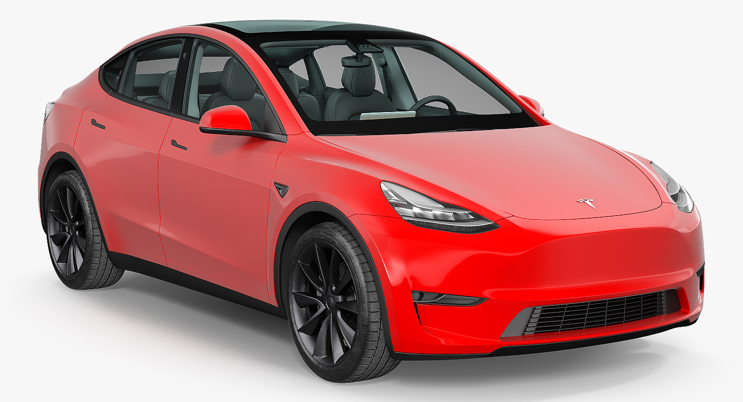 Tesla Model Y Red Rigged 3D model