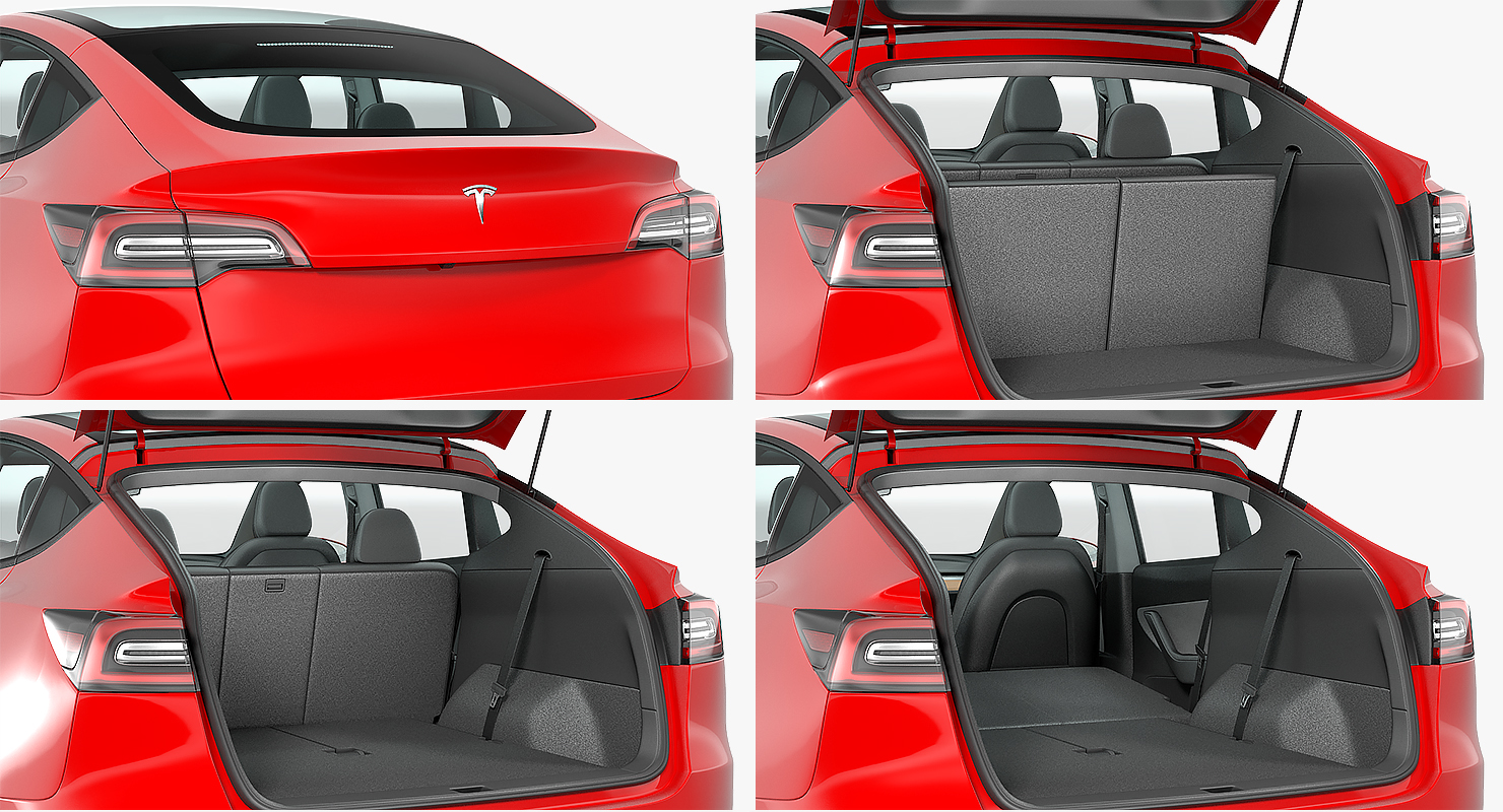 Tesla Model Y Red Rigged 3D model