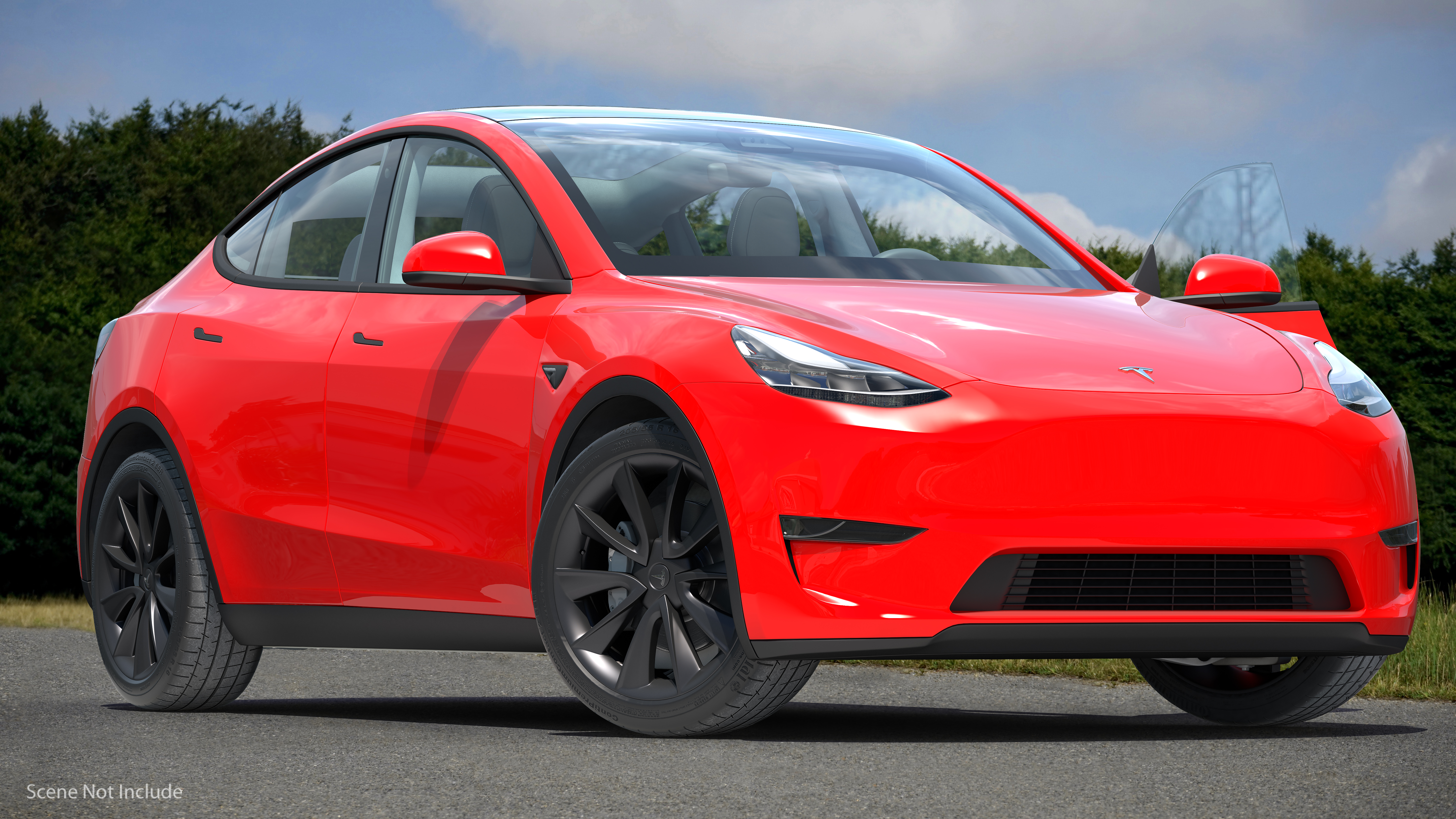 Tesla Model Y Red Rigged 3D model