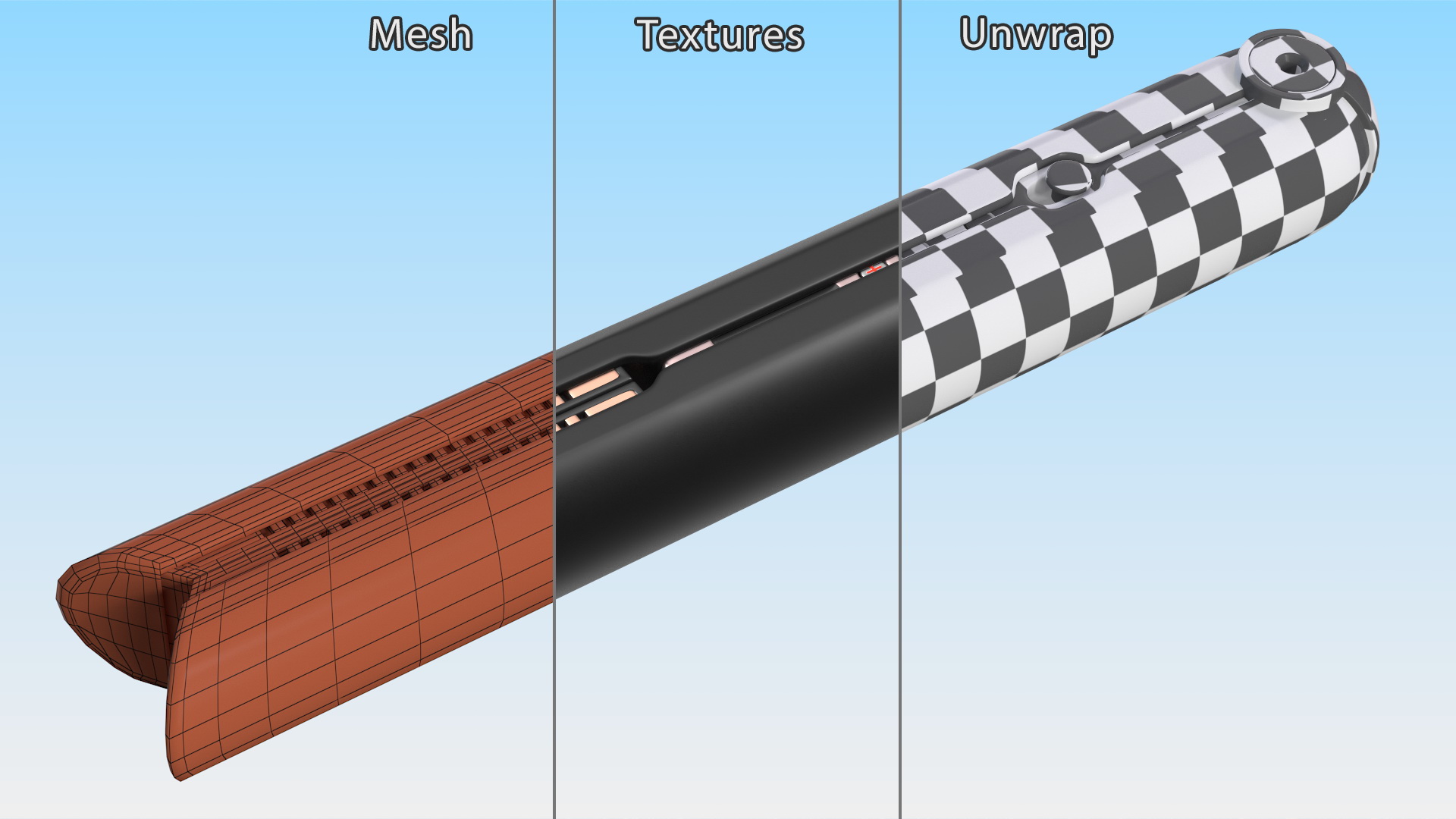 3D model Wireless Hair Straightener Black Closed State
