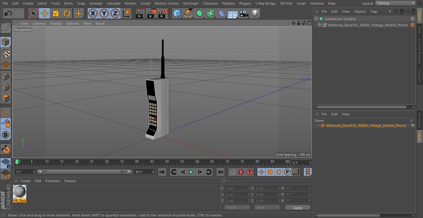 3D Motorola DynaTAC 8000X Vintage Mobile Phone model