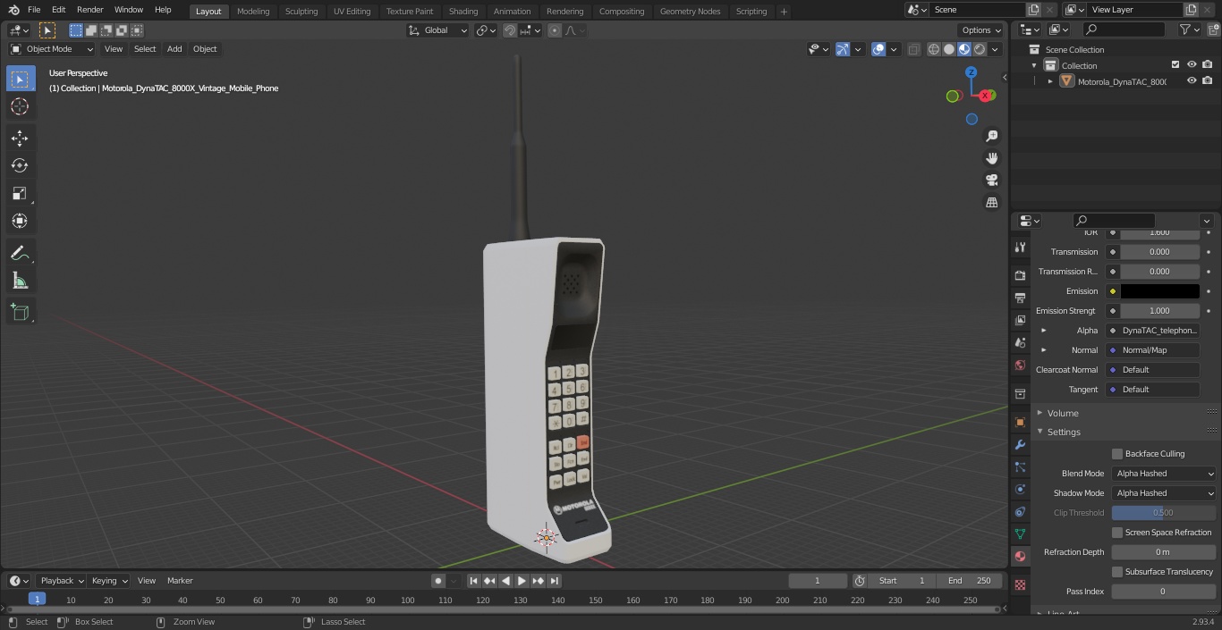 3D Motorola DynaTAC 8000X Vintage Mobile Phone model