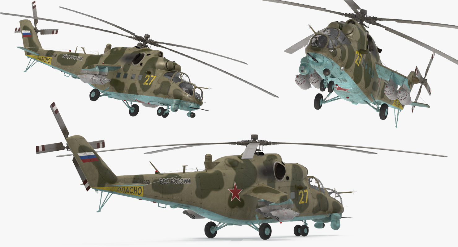 Russian Large Helicopter Gunship Mi 35M 3D model