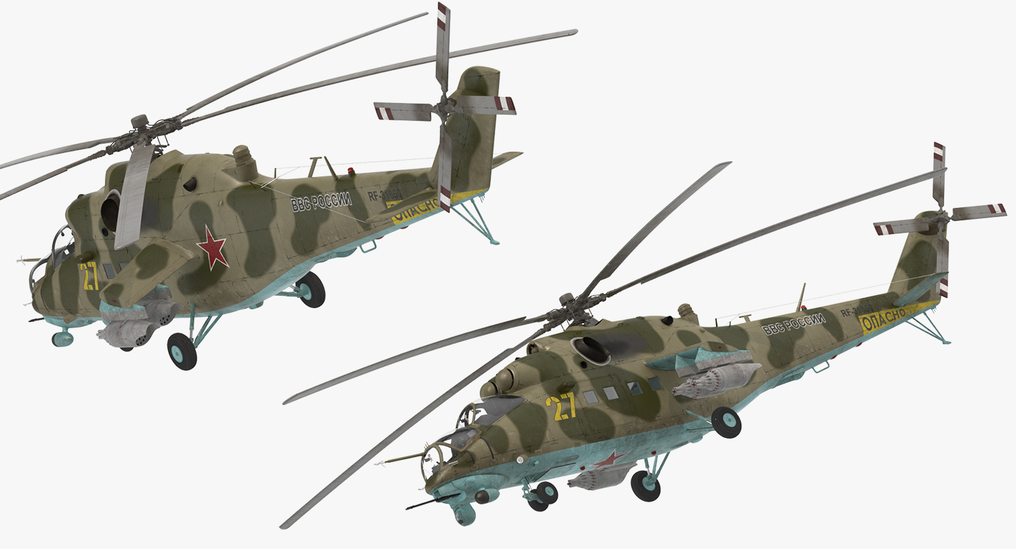 Russian Large Helicopter Gunship Mi 35M 3D model