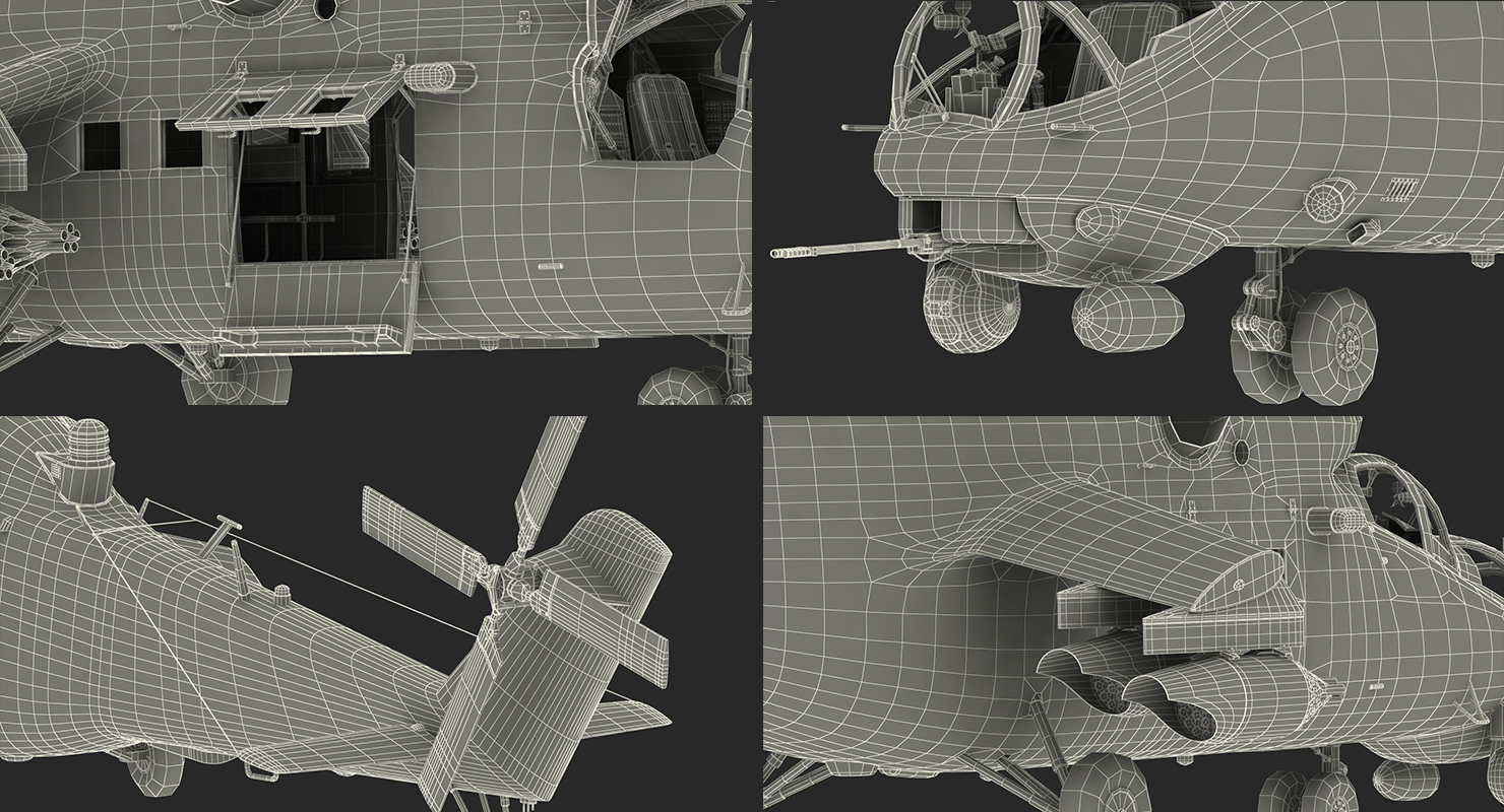 Russian Large Helicopter Gunship Mi 35M 3D model