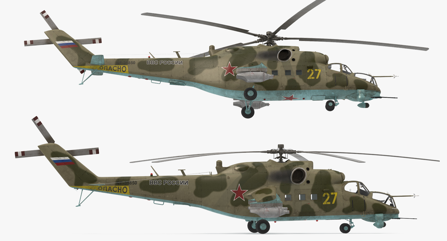 Russian Large Helicopter Gunship Mi 35M 3D model