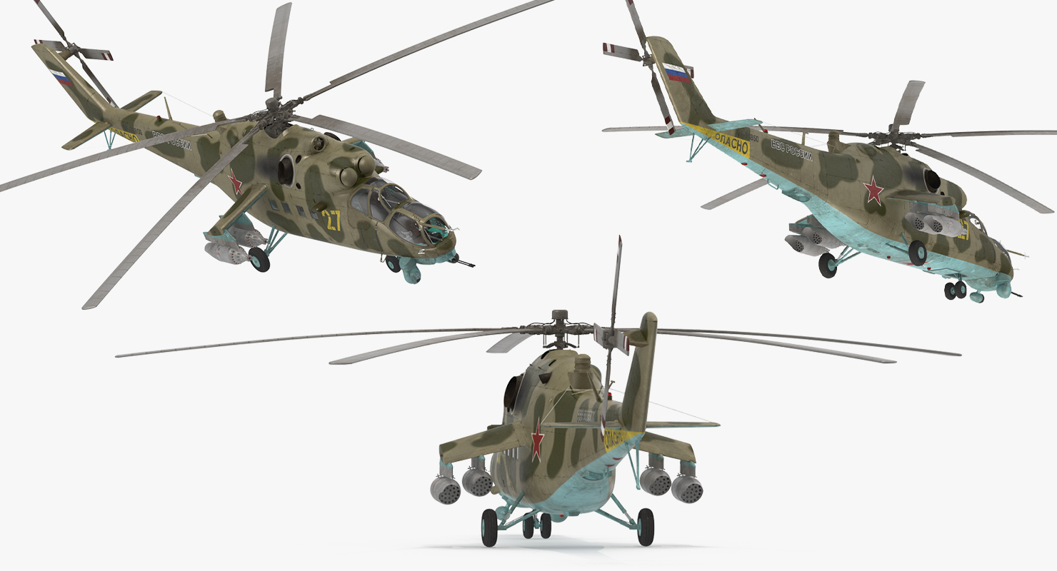 Russian Large Helicopter Gunship Mi 35M 3D model