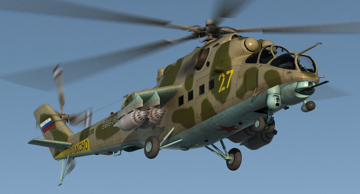 Russian Large Helicopter Gunship Mi 35M 3D model