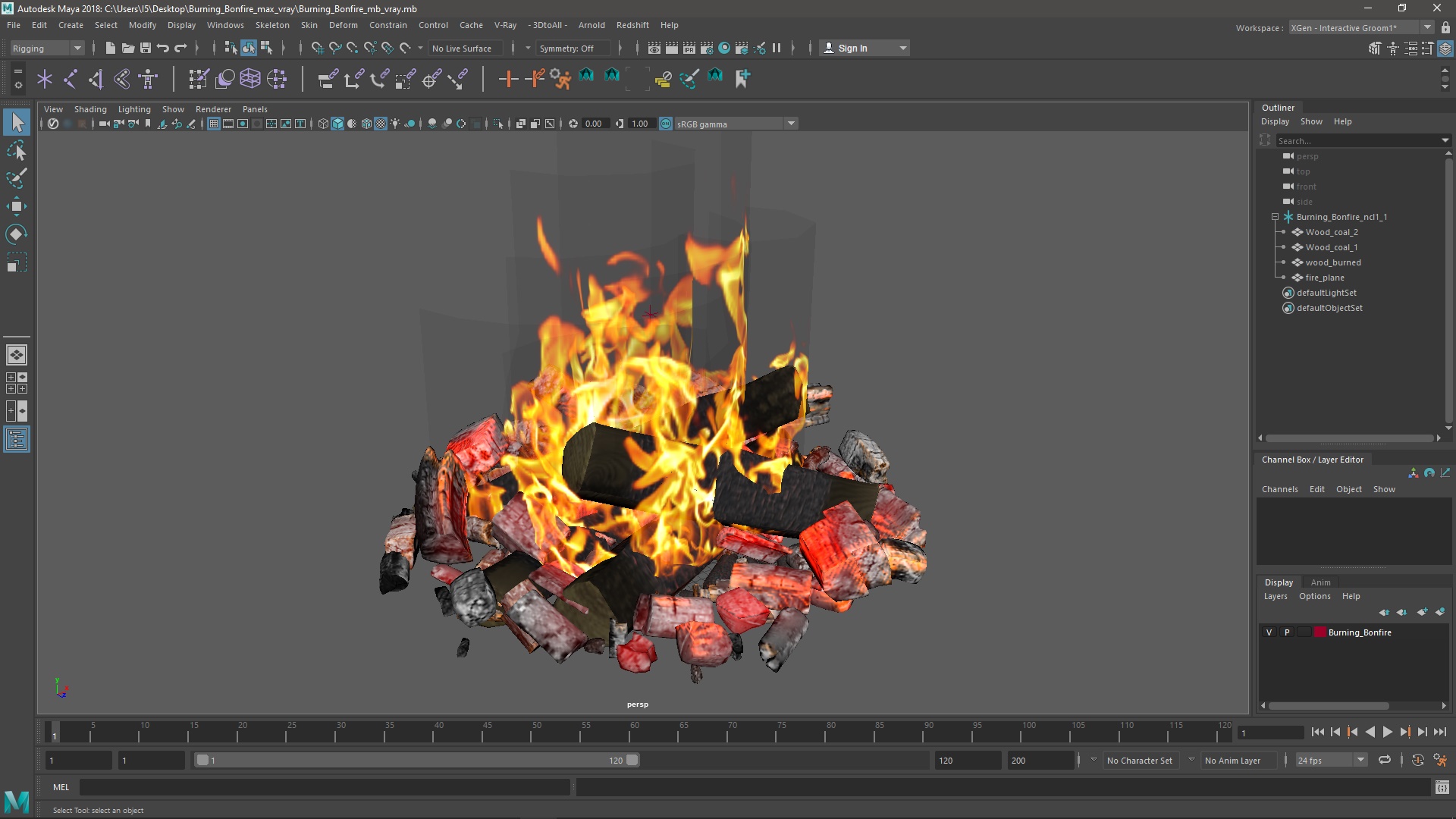 3D model Burning Bonfire