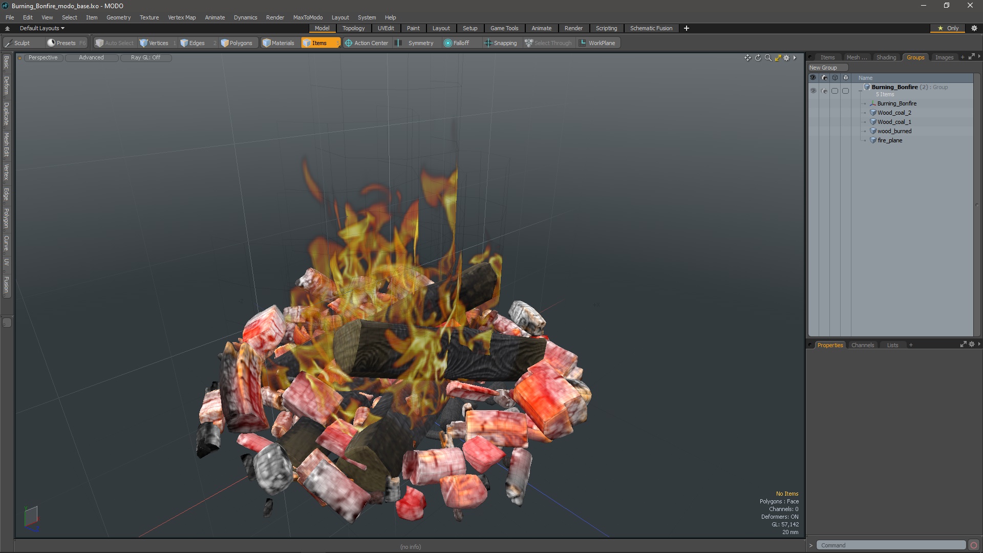 3D model Burning Bonfire