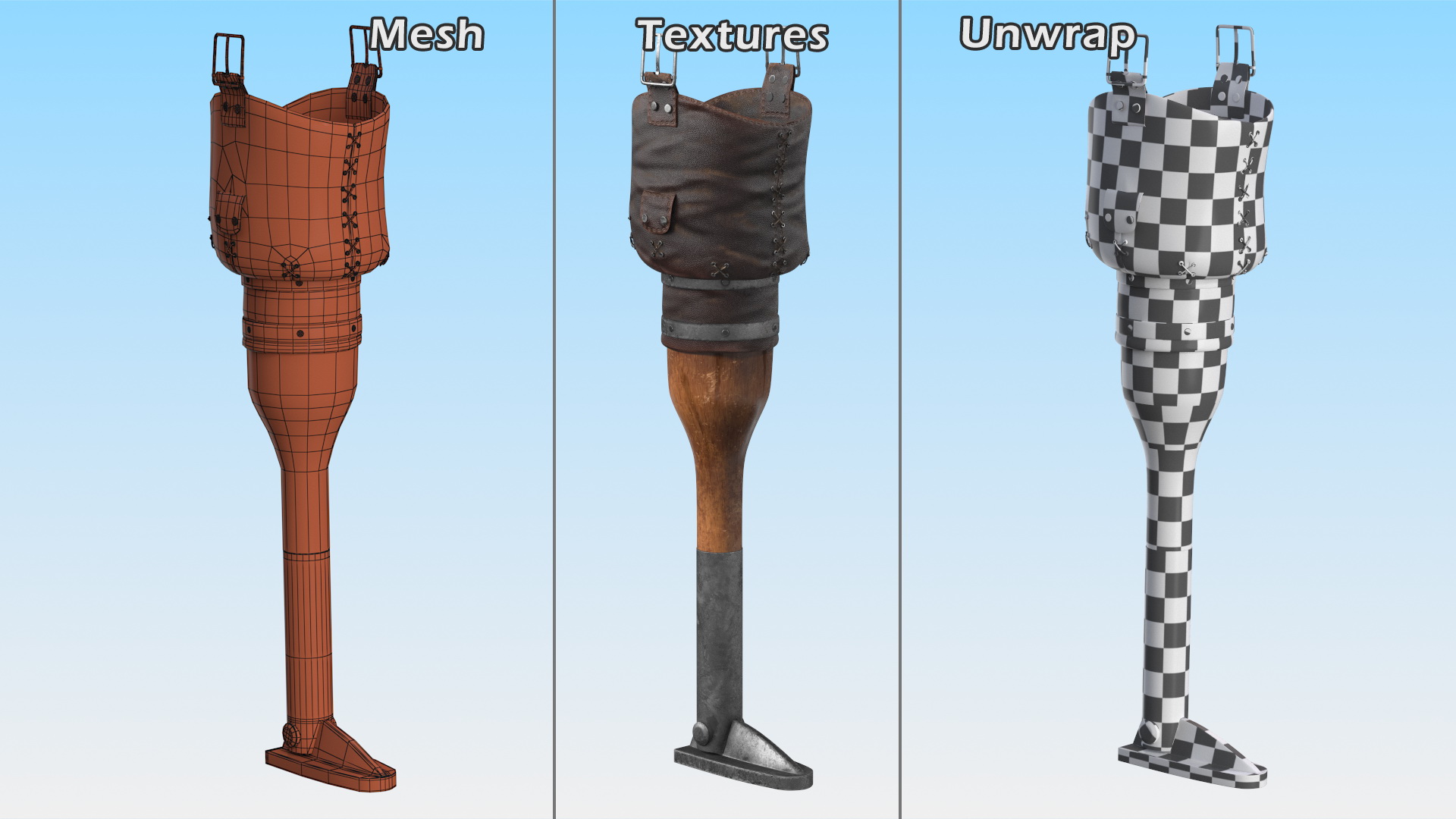 Vintage Pirate Prosthetic Leg 3D model