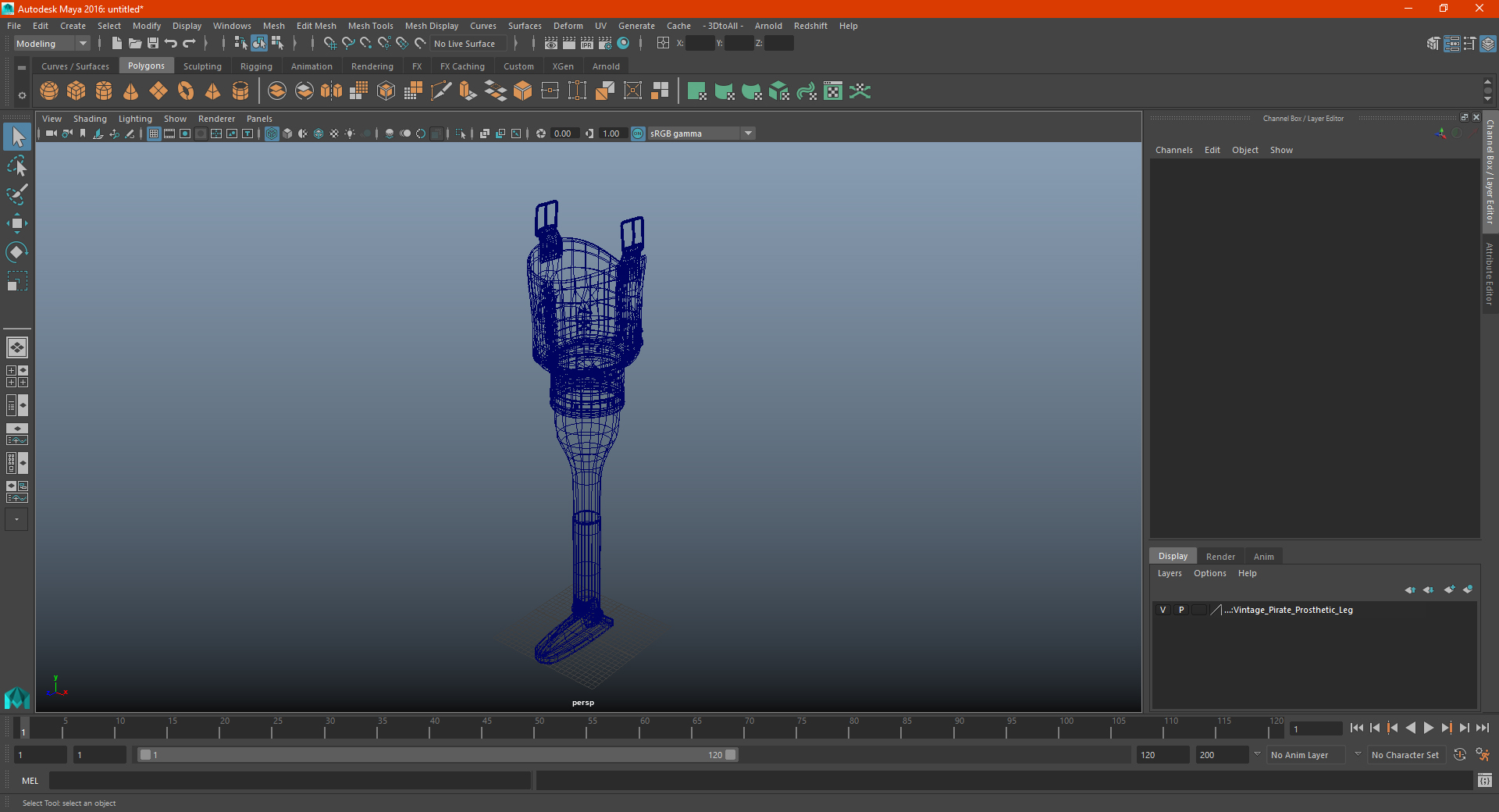 Vintage Pirate Prosthetic Leg 3D model